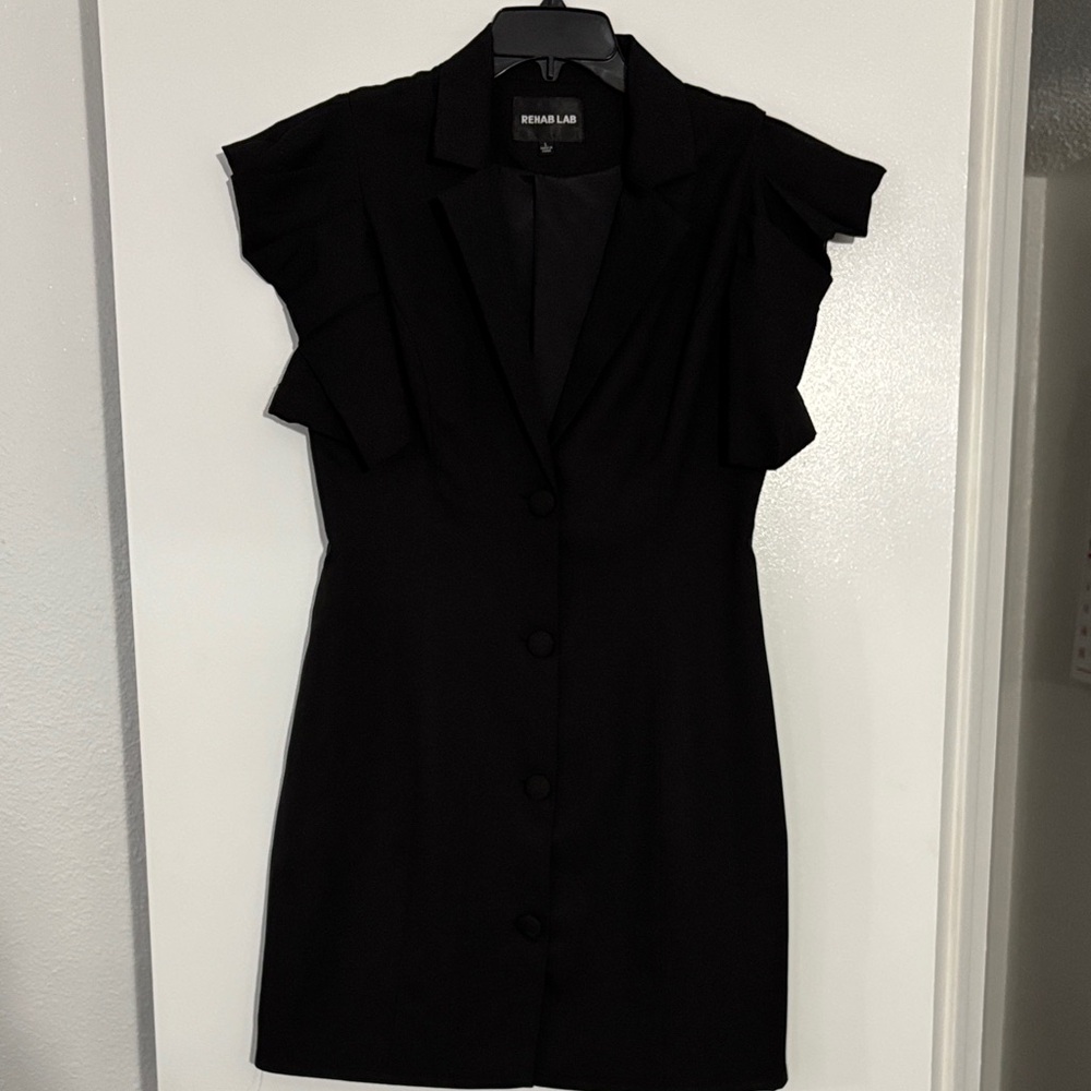 Rehab Black Button-Up Mini Dress